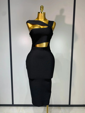 Bandage Dresses for Women 2025 Black Bodycon Dress Evening Party Celebirty Elegant Sexy Cut Out Midi Birthday Club Dresses