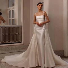 staccabile 2 in 1 abito da sposa sirena corganza di perline con ricamo a cuore posteriore sposa senza maniche vestido de nolia