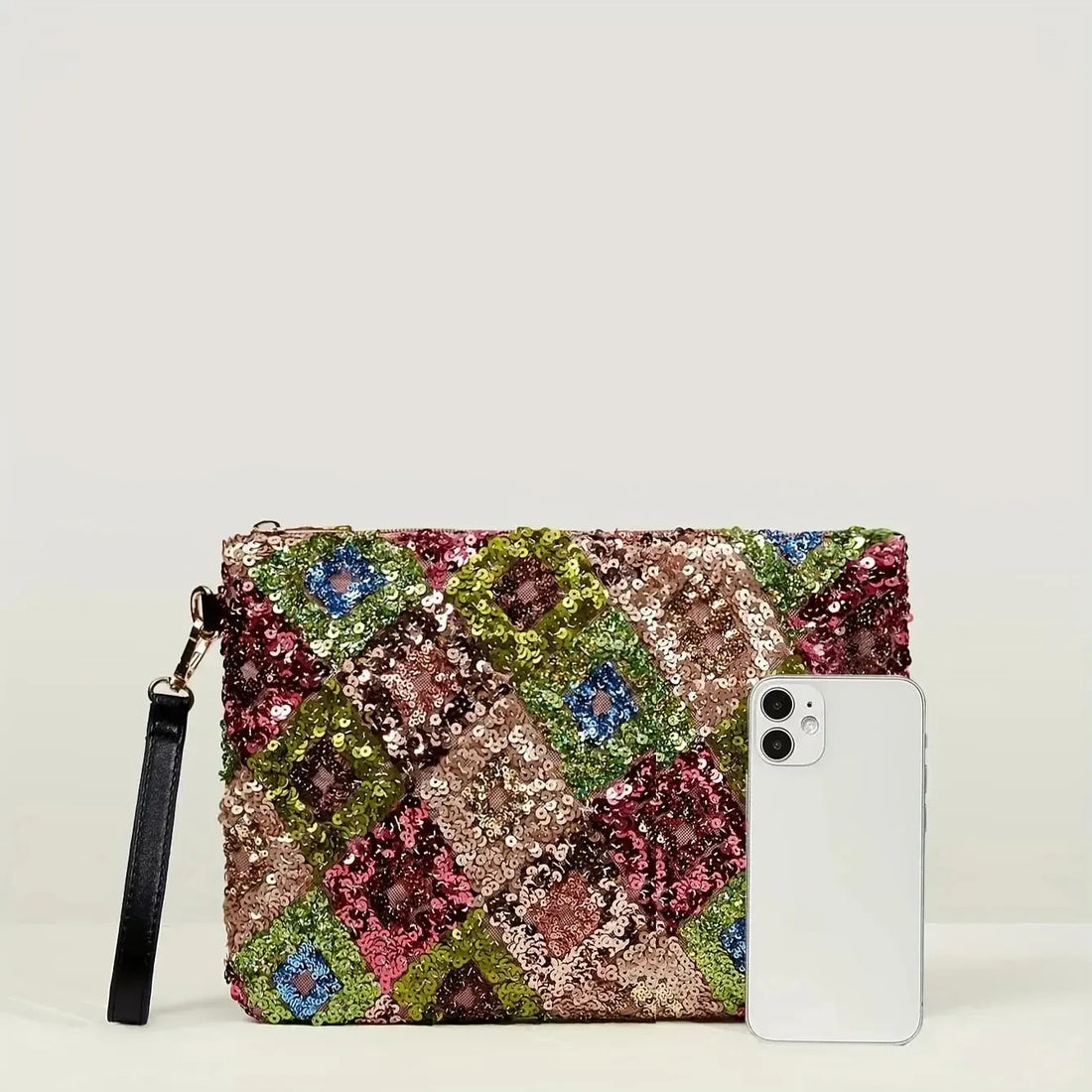 Fashion Sequin Beaded , Trendy Colorful Envelope Bag, Women's Stylish Coin Purse & Wallet (20cm<Max Length<30cm) MULTI