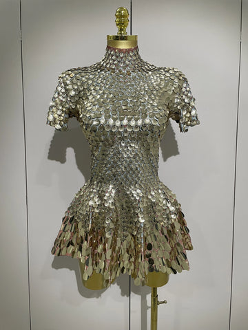 Luxury Shiny Shell Sequins Bodysuit Dress Women Sexy Nightclub Dance Performance Clothing Birthday party Dresses