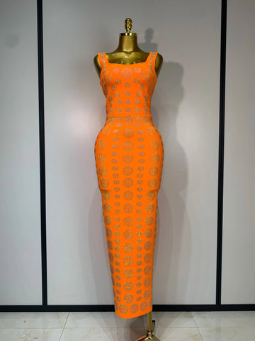 Sparkling Diamonds Sleeveless Strech Bandage Dress Elegant Woman Evening Party Wedding Guest Luxury Birthday Dress