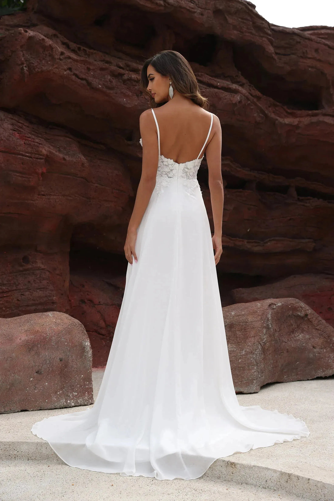 Boho Wedding Dresses for Bride A Line Chiffon Lace Vintage Bohemian Bridal Dresses for Women Plus Size Beach Wedding Gowns Boho