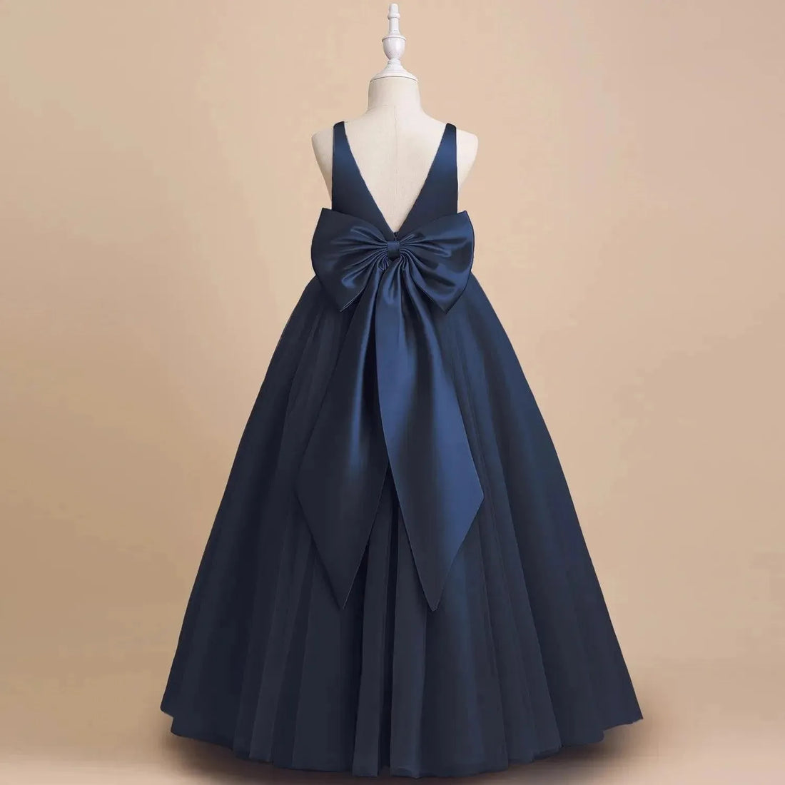 Teen Girls Blue Princess Dress New Fashion Children Long Robe Clothes Kids Birthday Party Vestido Flower Girl Big Bow Ball Gown