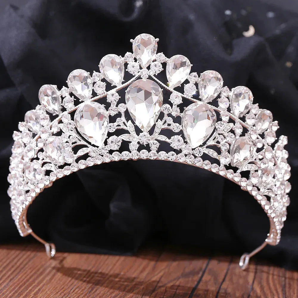 Baroque Crystal Crown Tiara For Women Bride Rhinestone Prom Diadem Women Bridal Wedding Hair Accessories Jewelry Crown Tiara Green
