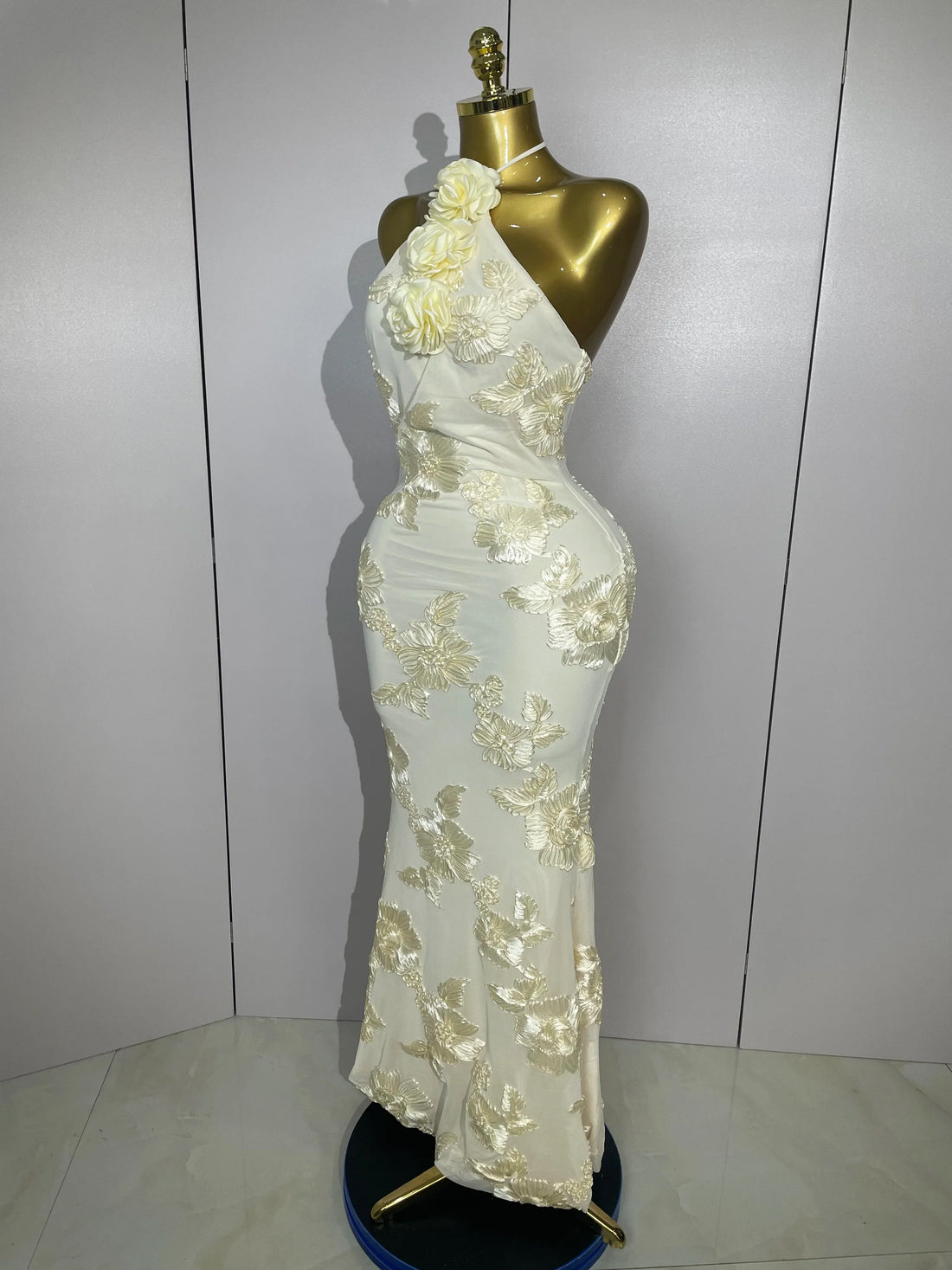 New Sexy Halter High Waist Slim Embroidery Floral Long Dress Women Celebrate Evening Party Prom Fashion Cocktail Outfit