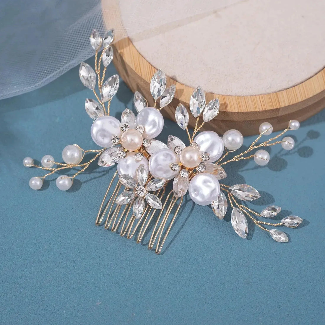 Pearls Rhinestone Luxury Metal Diamond Accesorios Hair Side Comb For Women Wedding Bride