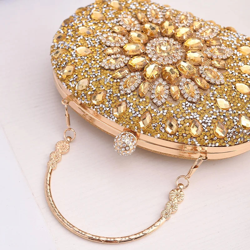 Rhinestone Women Luxury Clutch Evening Bag Crystal Diamond Lady Pocket Purse Wallet Fashion Wedding Party Chain Shoulder Handbag