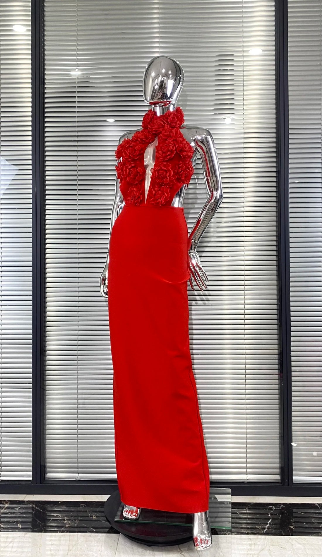 Red Color Women Sexy Halter Florals Backless Off the Shoulder Bodycon Long Dress Celebrate Nightclub Party Birthday Outfit