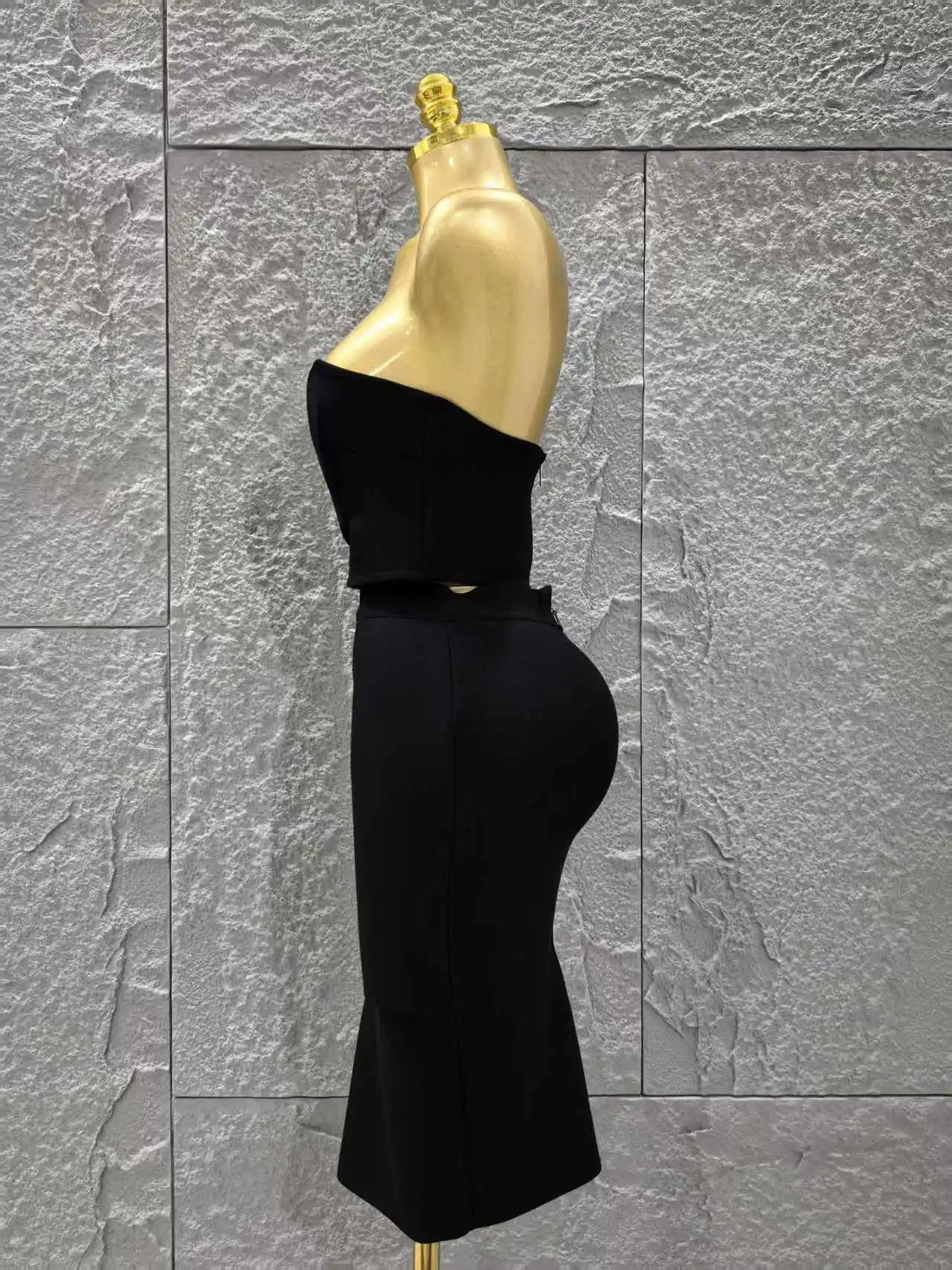 Women Sexy Strapless 2 Pieces Bodycon Rayon Bandage Midi Dress Nightclub Party Fashion Birthday Dress