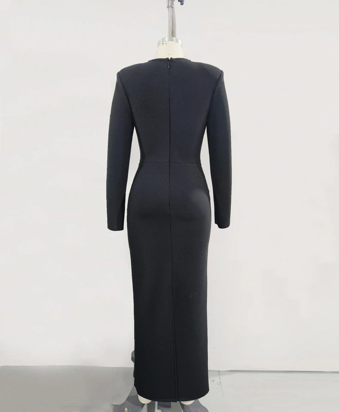 2025 New Women Long Sleeve Sexy Shinning Crystal Keyholes Bodycon Long Bandage Dress Celebrate Evening Party Cocktail Outfit