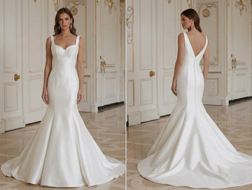 Satin Mermaid Wedding Dress Sweetheart Neck Classic Bridal