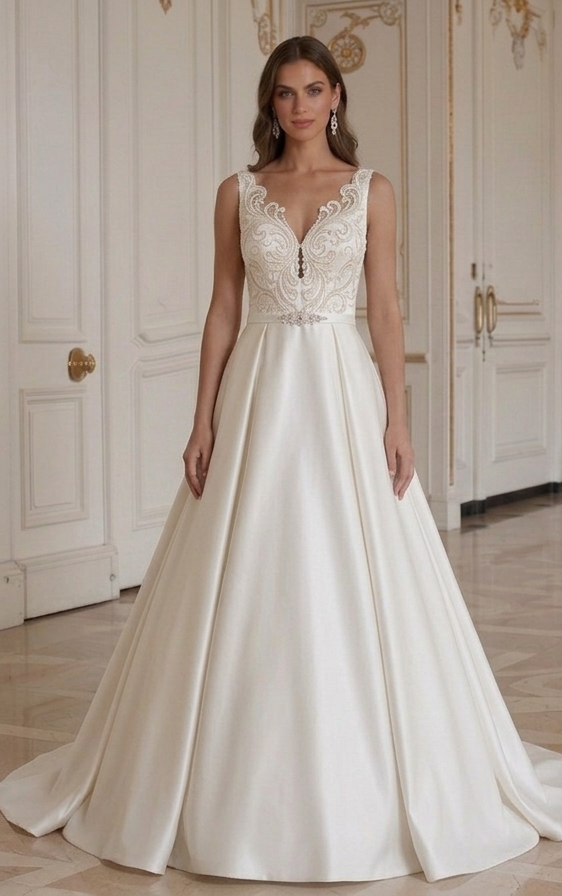 Satinbrudklänning Feminint Elegant Passform