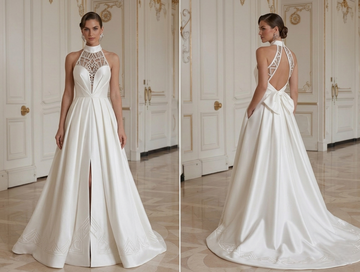 Vestido de Noiva em Cetim para Casamento de Destino