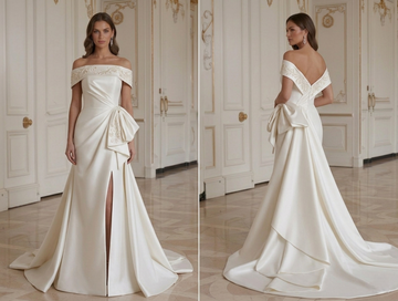 Robe de mariée en satin pour la réception style bridal