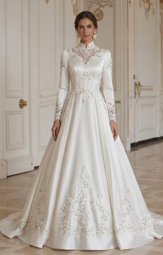 Satin Wedding Dress For Spring Wedding Bridal