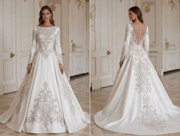 Satin Wedding Dress For Traditional Wedding Bridal