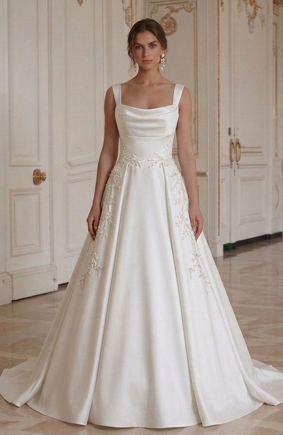 Satin Wedding Dress Romantic Back Detail Bridal