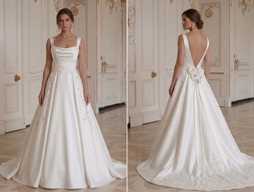 Satin Wedding Dress Romantic Back Detail Bridal