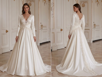 Satin Wedding Dress Sculpted Waist Bridal