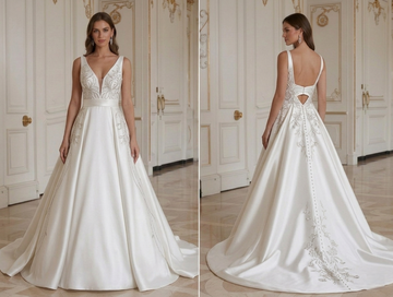 Satin Wedding Dress Silk Style Bridal Gown