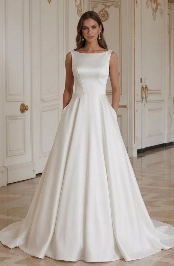 Satijnen Bruidsjurk Eenvoudige Elegante Bruidsstijl