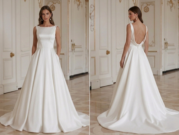 Sateng brudekjole enkel elegant brudestil