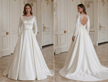 Satin-Hochzeitskleid mit klassisch elegantem Look