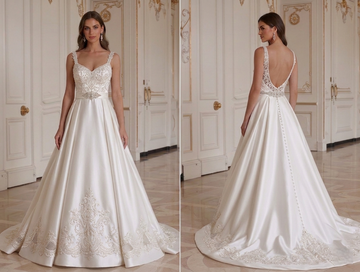 Robe de mariée en satin avec finition nuptiale élégante