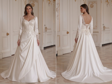 Robe de mariée en satin au style féminin