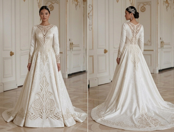 Satin Wedding Dress With Long Train Bridal