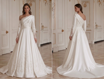 Satin Wedding Dress With Minimal Lace Detail