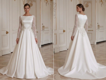 Robe de mariée en satin avec corsage en satin