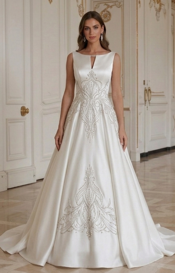 Satin Wedding Dress With Sleeveless Satin Style