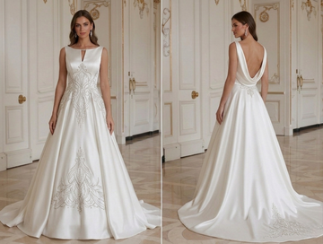 Satin-Hochzeitskleid im ärmellosen Satin-Stil