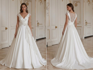 Satin Wedding Dress With Soft Chiffon Detail
