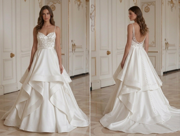 Satin Wedding Dress With Spaghetti Straps Bridal