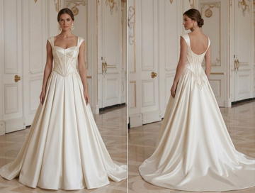 Satin Wedding Dress With Structured Bodice Bridal