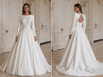 Satin Wedding Dress With Structured Luxury Style