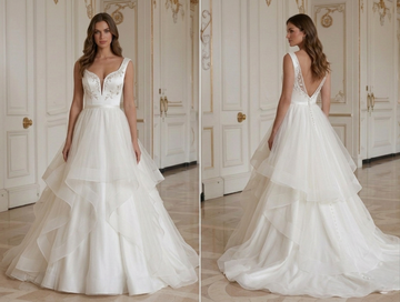 Robe de mariée en satin avec couches de tulle