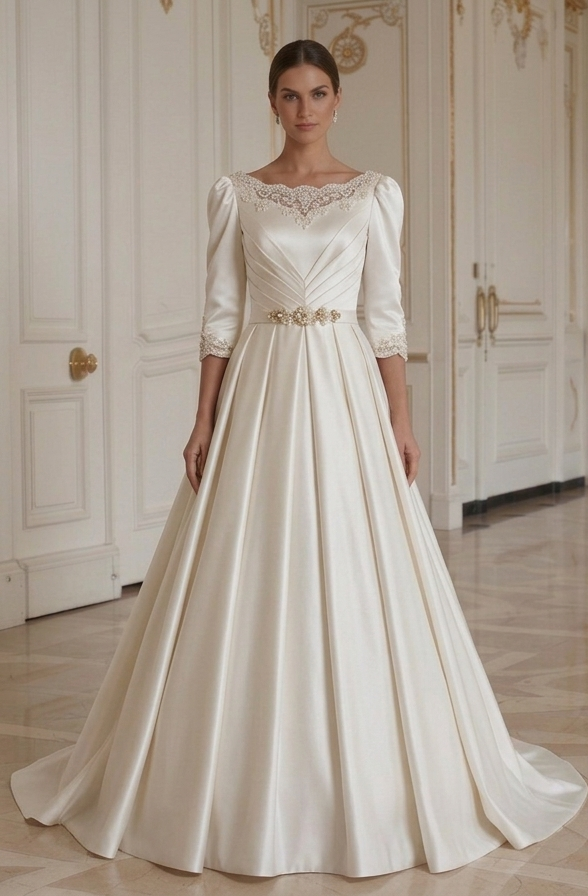 Satin Wedding Dress With Vintage Style Satin