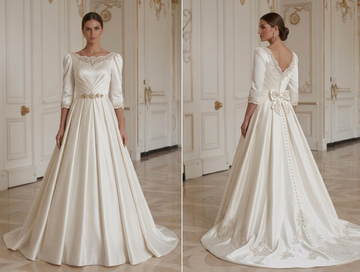 Satin Wedding Dress With Vintage Style Satin