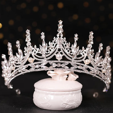 Tiaras de cristal de pérolas de luxo e coroas para mulheres noiva shinestone baile diadema coroa tiara casamento acessórios de cabelo de noiva