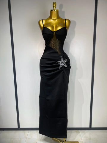 Sexy Long Dress Starfish Decoration Bandage Dress Women  Elegant Style Fashion Evenig Party Luxury Birthday Prom Gowns