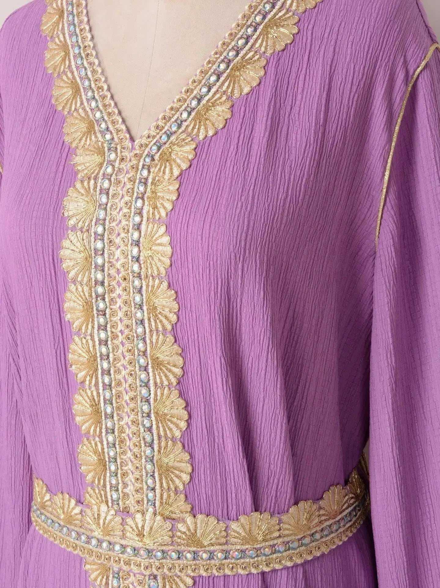 Dubai Dresses for Women Gold Appliques Belted Abaya Islamic Clothing Traditional Arabic Robe Evening Party Ramadan Eid Muslim