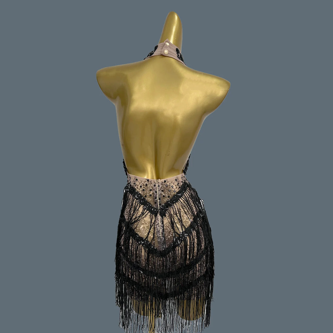 Sequins Rhinestone Sexy Tassel Dresses For Women Party Club Night Showgirl Backless Mini Dress Birthday Prom Stage Show Sanjiao