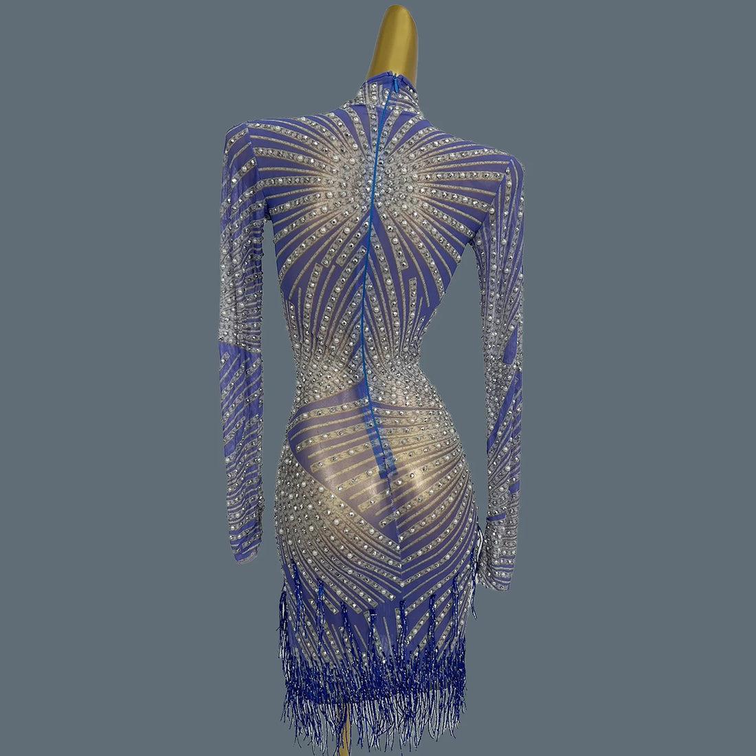 Sexy Sheer Mesh Latino Dance Dress For Women Party Club Night Stage Performance Sexy Costume Birthday Prom Bodycon Dress Zonglv