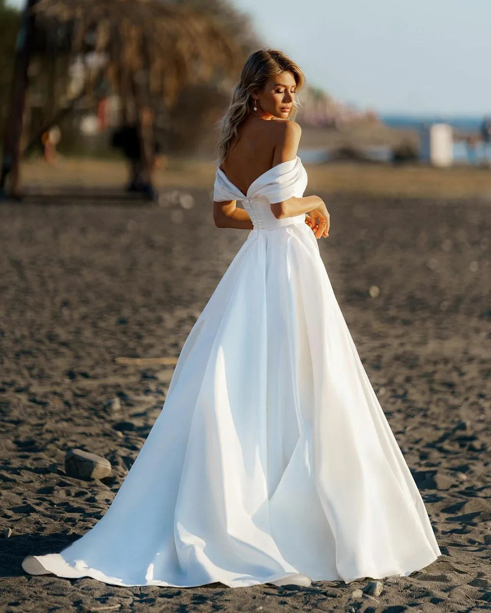 Beach Wedding Dress For Women Sexy Off The Shoulder Simple A Line Princess Bridal Gown Modern Robe De Mariee Customize