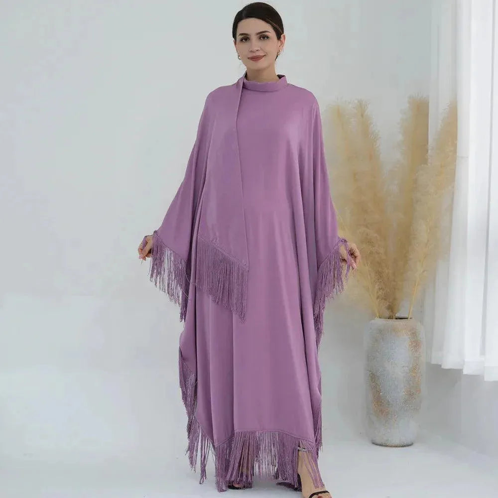 Kaftan Dress Moroccan Caftan Muslim Women Islamic Clothing Dubai Turkish Abaya Tassel Evening Party Ramadan Eid Arabic Robe