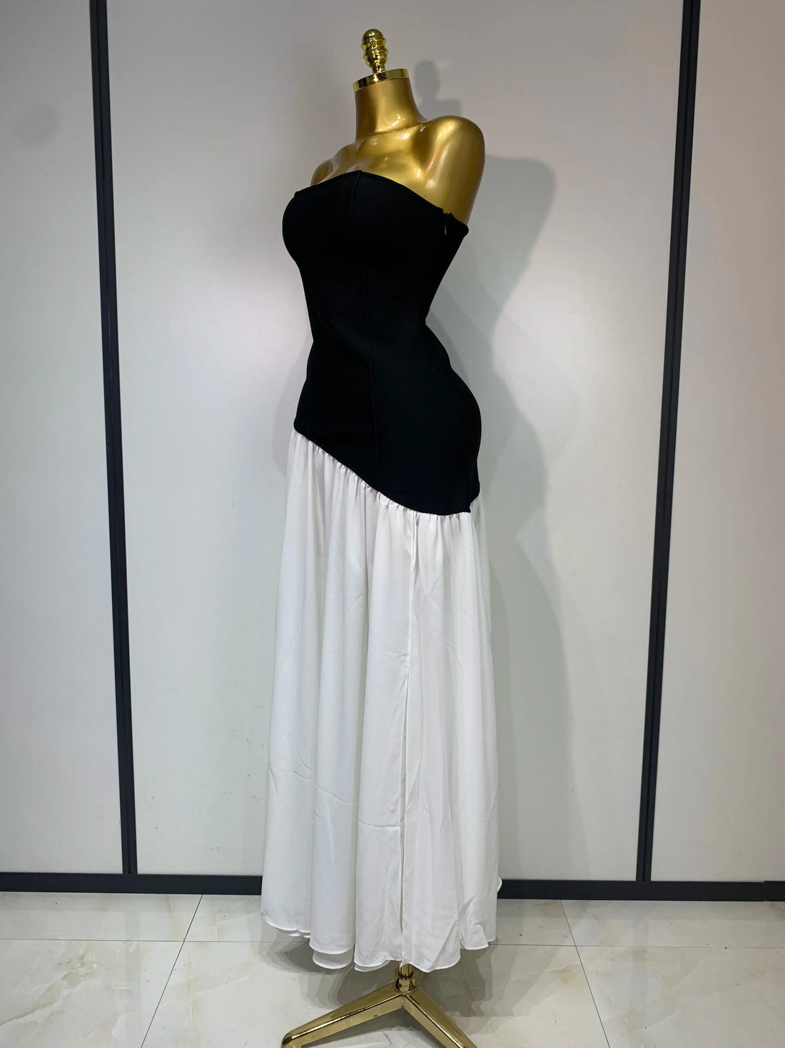 Sexy Strapless Backless Patchwork Maxi Long Bodycon Bandage Dress  Celebrity  Elegant Evening Party Luxury Birthday Dress