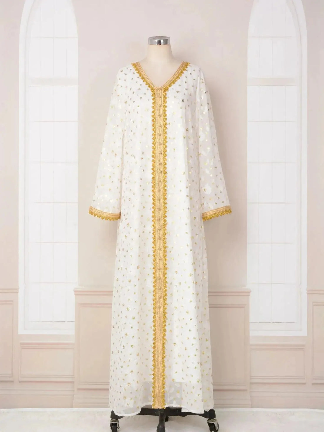 White Abaya Gold Stamping Belted Arabic Dress Woman Dubai Kuwaiti Kaftan Evening Party Jalabiya Ramadan Eid Muslim Islam Clothes White